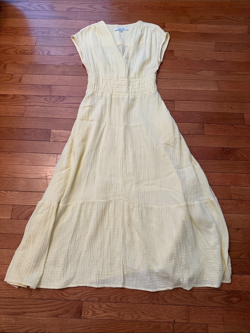 Joe’s Jeans Light Yellow Women’s V-Neck Gauzey Midi Dress